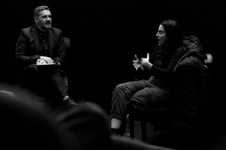 Darren Kerr in discussion with producer Remi Itani about the making of Los Fantasmas